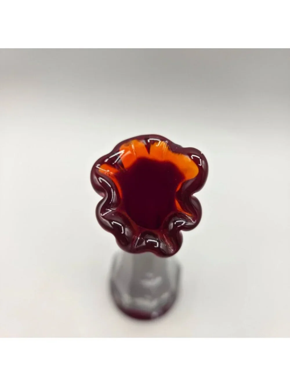 Fenton Ruby Red Swung Bud Vase Vesper Roses Hand Painted Signed E Thomas UV 8